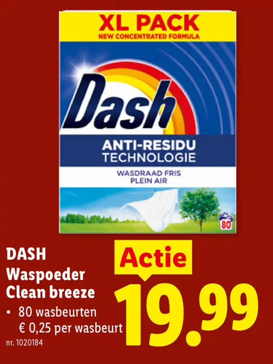 Promotie: Dash Waspoeder Clean breeze