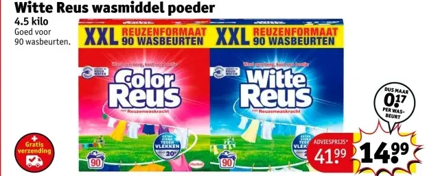 Aanbieding: Witte Reus wasmiddel poeder