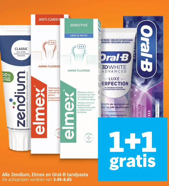 Aanbieding: Zendium, Elmex en Oral-B tandpasta