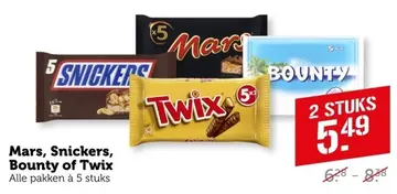Aanbieding: Mars, Snickers, Bounty of Twix