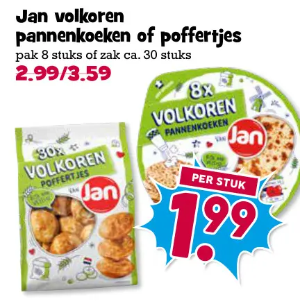 Aanbieding: Jan volkoren pannenkoeken of poffertjes