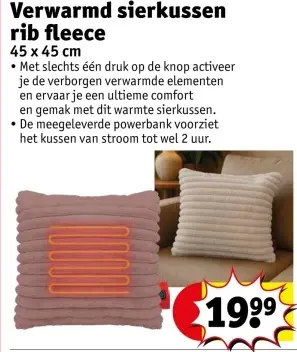 Promotie: Verwarmd sierkussen rib fleece