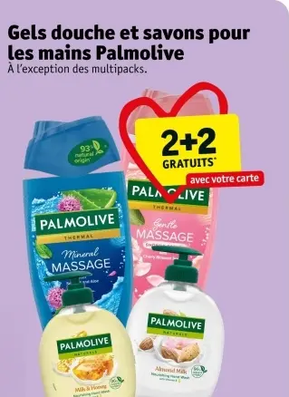 Offre: Gels douche et savons pour les mains Palmolive
