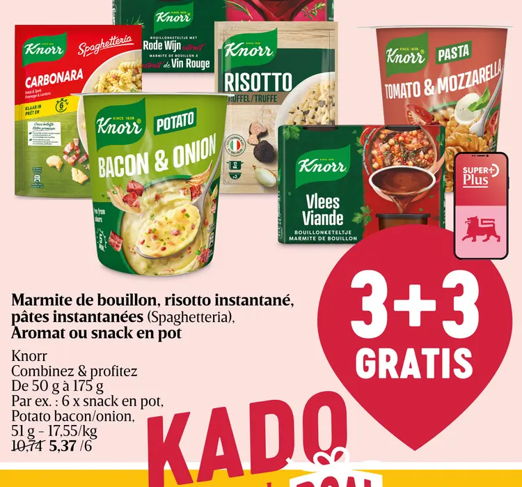 Offre: Marmite de bouillon, risotto instantané, pâtes instantanées 