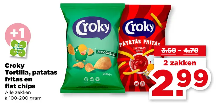 Aanbieding: Tortilla, patatas fritas en flat chips