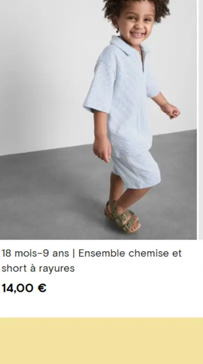 Offre: Ensemble chemise et short à rayures