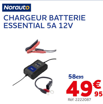 Offre: CHARGEUR BATTERIE ESSENTIAL 5A 12V