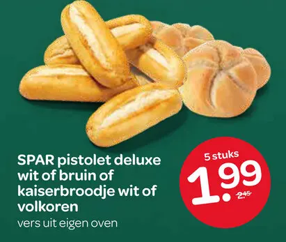 Aanbieding: Pistolet deluxe wit of bruin of kaiserbroodje