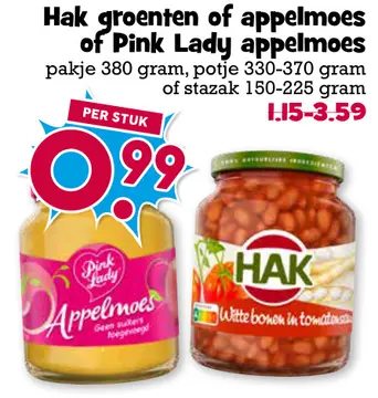 Aanbieding: Hak groenten of appelmoes of Pink Lady appelmoes