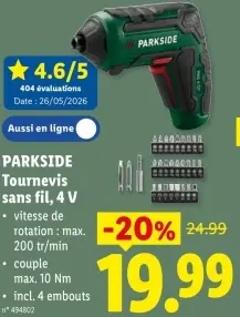 Offre: Tournevis sans fil