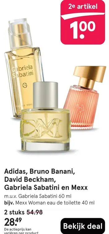 Aanbieding: Adidas, Bruno Banani, David Beckham, Gabriela Sabatini en Mexx