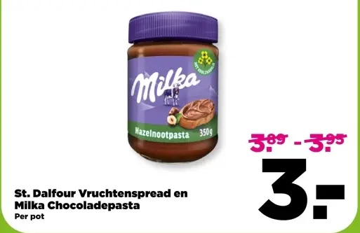 Aanbieding: Vruchtenspread en Milka Chocoladepasta