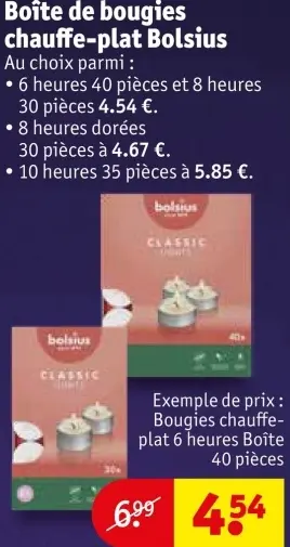 Offre: Boîte de bougies chauffe-plat