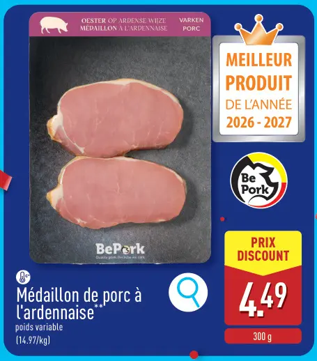 Offre: Médaillon de porc à l'ardennaise