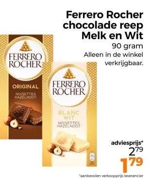 Aanbieding: chocolade reep Melk en Wit