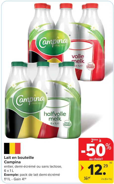 Offre: Lait en bouteille