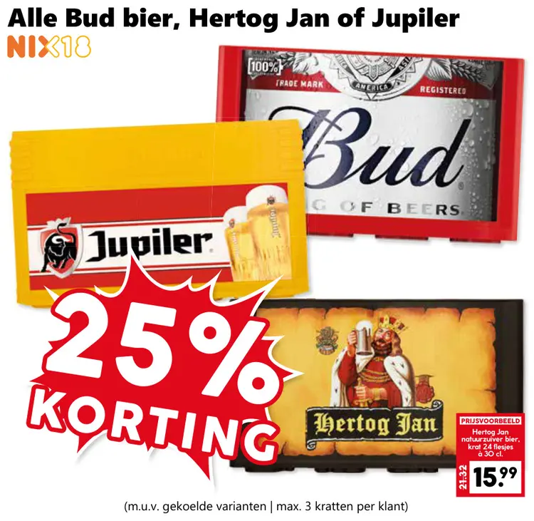 Aanbieding: Alle Bud bier, Hertog Jan of Jupiler