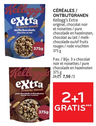 Offre: Extra crunchy muesli pure chocolade en hazelnoten