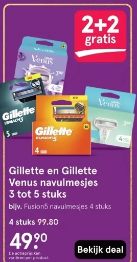 Aanbieding: Gillette en Gillette Venus navulmesjes