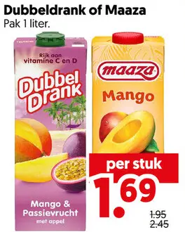 Aanbieding: Dubbeldrank of Maaza