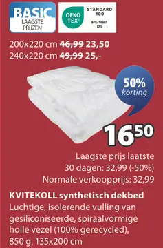 Aanbieding: KVITEKOLL synthetisch dekbed