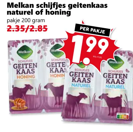 Aanbieding: Schijfjes geitenkaas naturel of honing