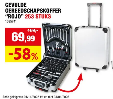 Promotie: Gevulde gereedschapskoffer met 253 gereedschappen