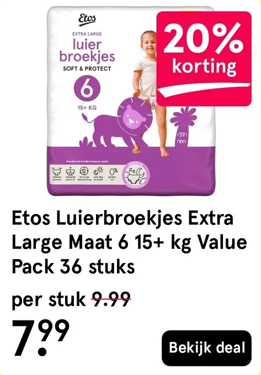 Aanbieding: Luierbroekjes Extra Large Maat 6 15+ kg Value