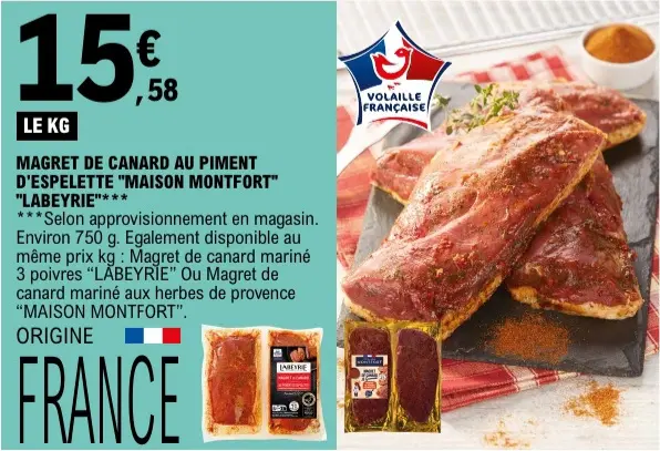 Offre: Maison Montfort Magret de canard au piment d'Espelette