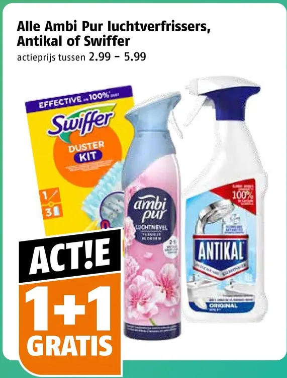 Aanbieding: Alle Ambi Pur luchtverfrissers, Antikal of Swiffer