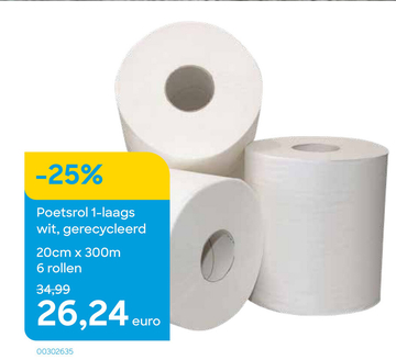 Aanbieding: Poetsrol 1-laags wit, gerecycleerd