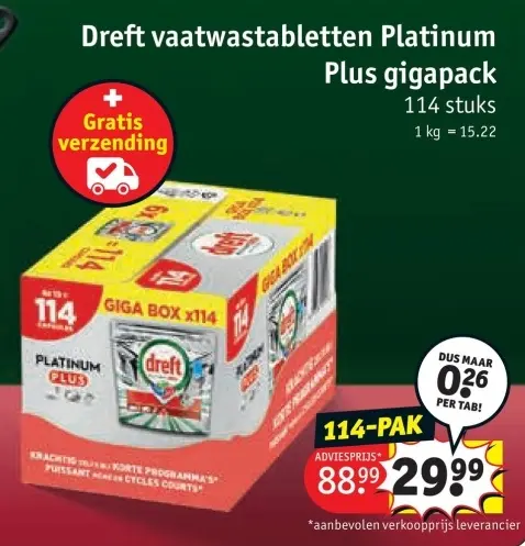 Promotie: vaatwastabletten Platinum Plus gigapack