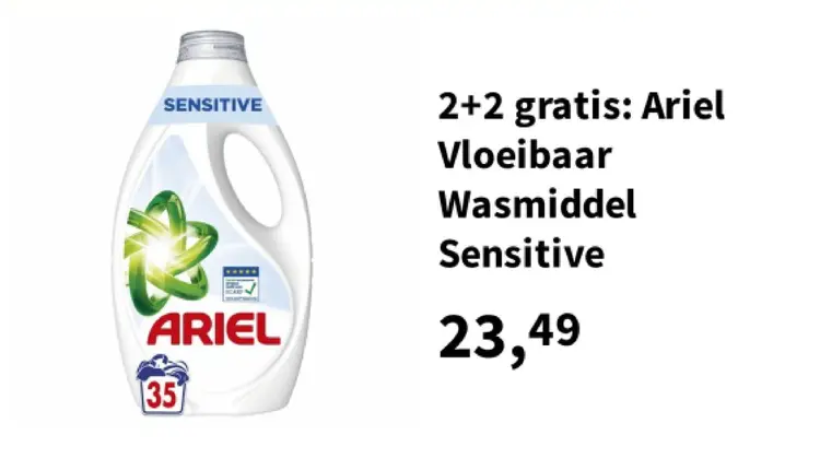 Promotie: Ariel Vloeibaar Wasmiddel Sensitive
