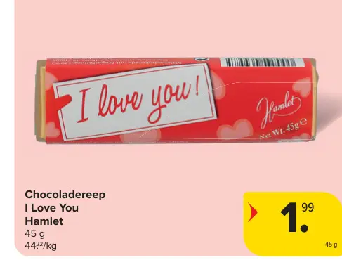 Promotie: Chocoladereep I Love You