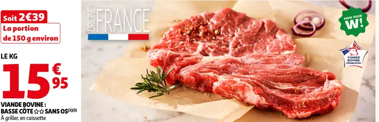 Promotie: Viande bovine: basse côte sans os