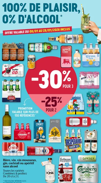 Offre: Bière, vin, vin mousseux, gin, cocktail ou apéritif sans alcool