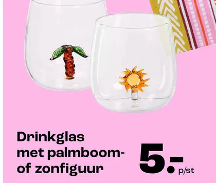 Aanbieding: Drinkglas met palmboom of zonfiguur