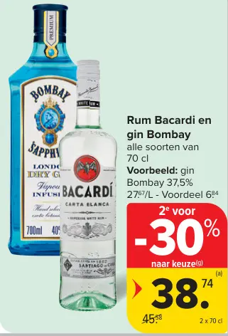 Promotie: Rum Bacardi en gin Bombay