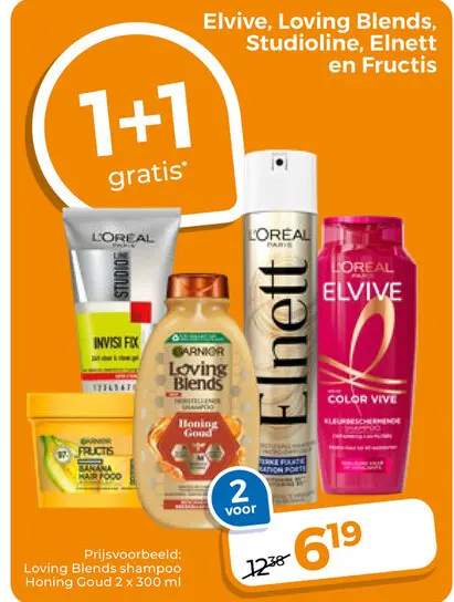 Aanbieding: Elvive, Loving Blends, Studioline, Elnett en Fructis