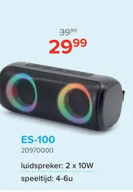 Promotie: BeVibe ES-100 Speaker 2x10W - Waterbestendig - RGB-Lichteffecten - Zwart - Bluetooth