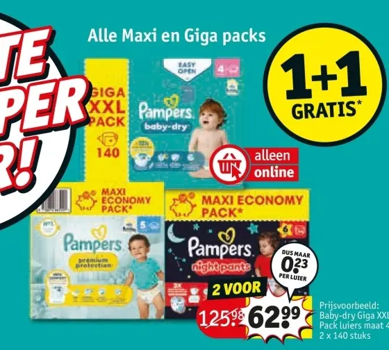 Aanbieding: Pampers Baby-dry Giga XXL Pack luiers