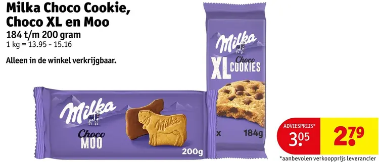 Promotie: Choco Cookie, Choco XL en Moo