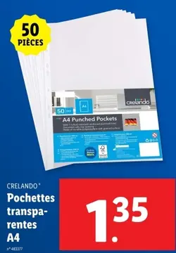 Offre: Pochettes transparentes A4