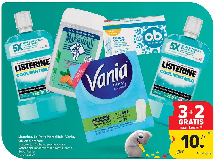 Promotie: Listerine, Le Petit Marseillais, Vania, OB en Carefree