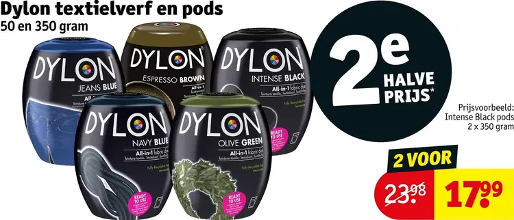 Aanbieding: Textielverf en pods
