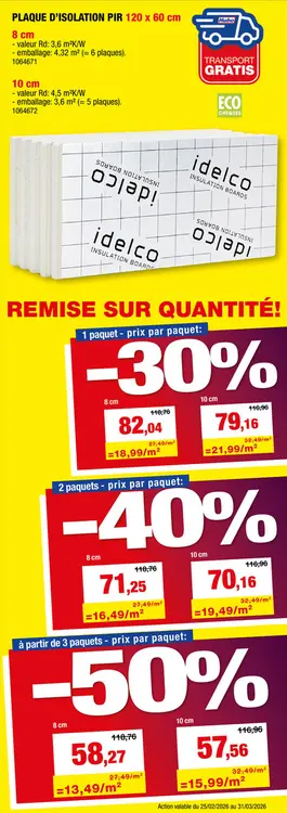 Offre: Idelco Î±-therm Universal 80 panneau isolant 120x60x8 cm R3,6 4,32m²