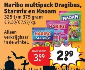 Aanbieding: Haribo multipack Dragibus, Starmix en Maoam