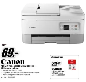 Aanbieding: PIXMA TS74511 HOME & OFFICE + All-in-one prin