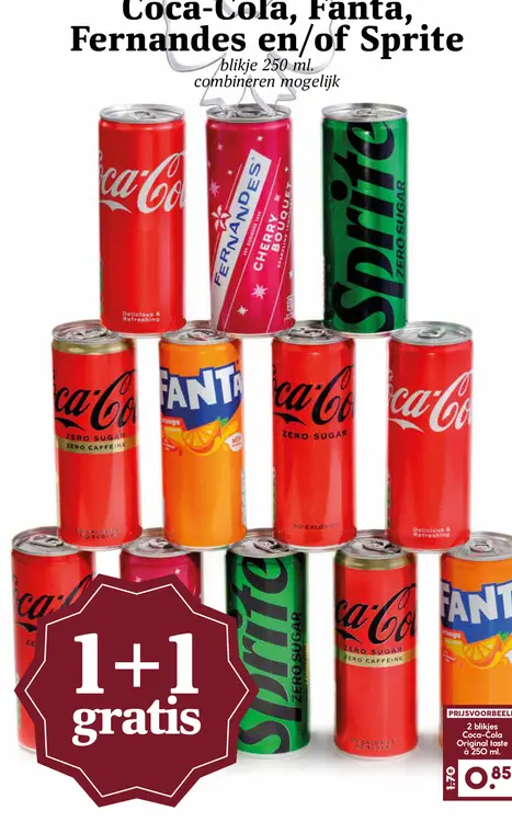 Aanbieding: Coca-Cola, Fanta, Fernandes en/of Sprite