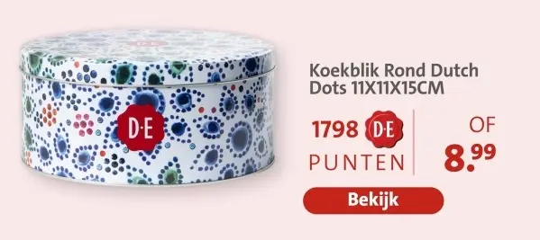 Aanbieding: Koekblik Rond Dutch Dots 11x11x15CM